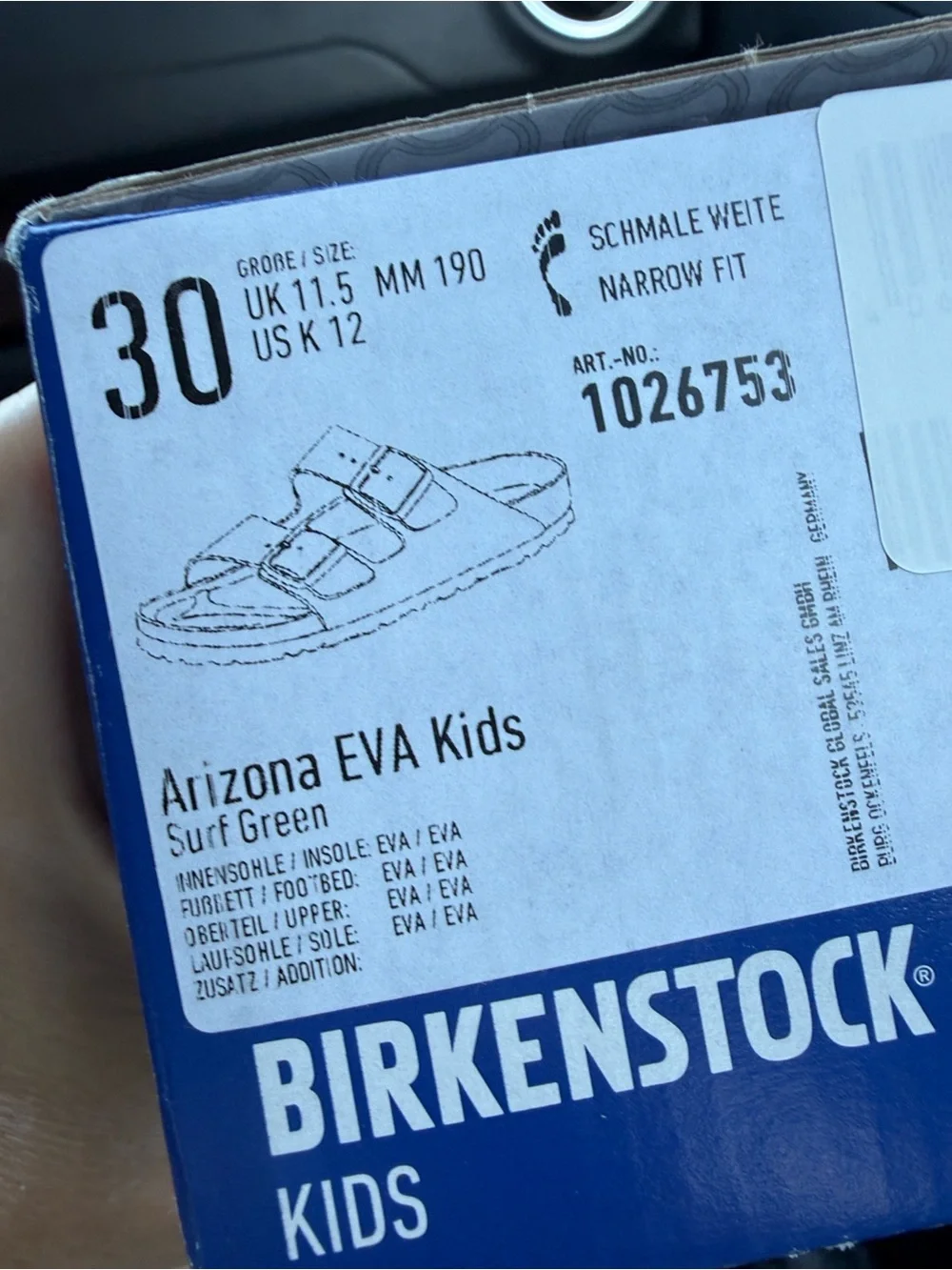 Birkenstock Kids Arizona EVA Sandals - Surf Green BRAND NEW